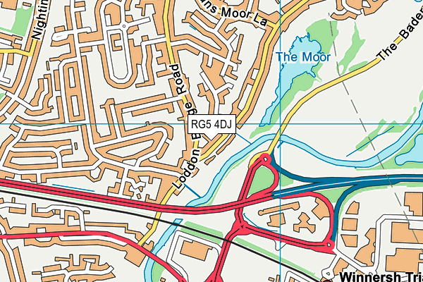 RG5 4DJ map - OS VectorMap District (Ordnance Survey)