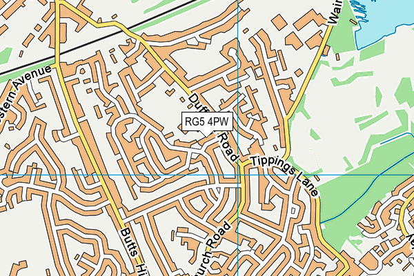 RG5 4PW map - OS VectorMap District (Ordnance Survey)