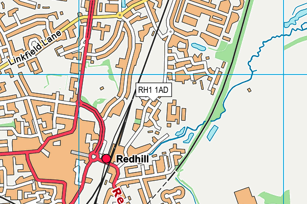 RH1 1AD map - OS VectorMap District (Ordnance Survey)