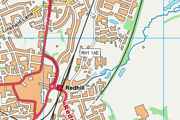 RH1 1AE map - OS VectorMap District (Ordnance Survey)