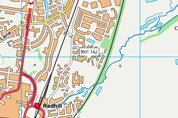 RH1 1AJ map - OS VectorMap District (Ordnance Survey)