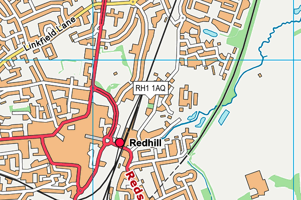 RH1 1AQ map - OS VectorMap District (Ordnance Survey)
