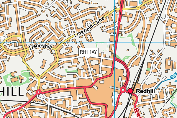 RH1 1AY map - OS VectorMap District (Ordnance Survey)