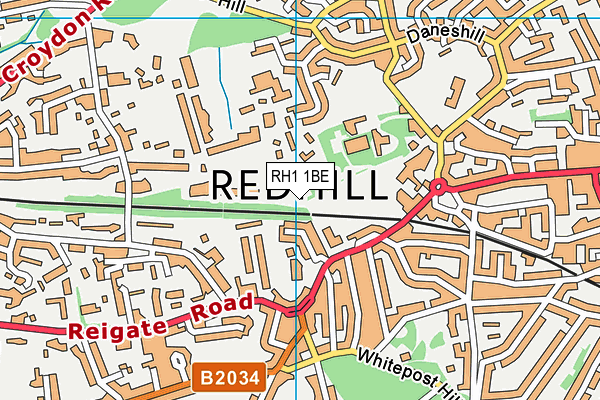 RH1 1BE map - OS VectorMap District (Ordnance Survey)