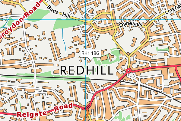 RH1 1BG map - OS VectorMap District (Ordnance Survey)