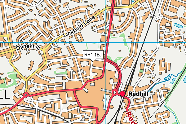 RH1 1BJ map - OS VectorMap District (Ordnance Survey)
