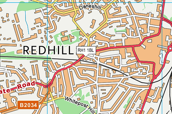 RH1 1BL map - OS VectorMap District (Ordnance Survey)