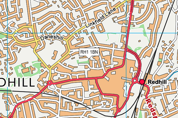 RH1 1BN map - OS VectorMap District (Ordnance Survey)