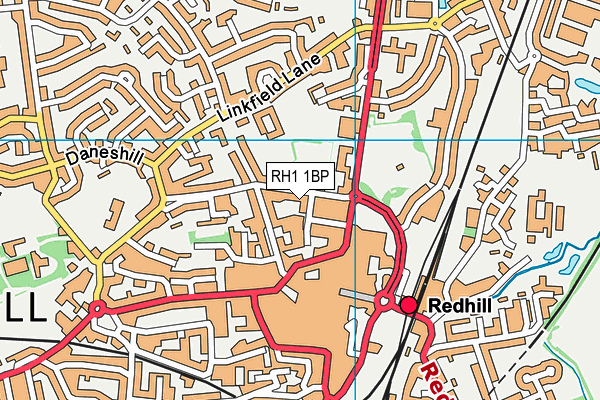 RH1 1BP map - OS VectorMap District (Ordnance Survey)