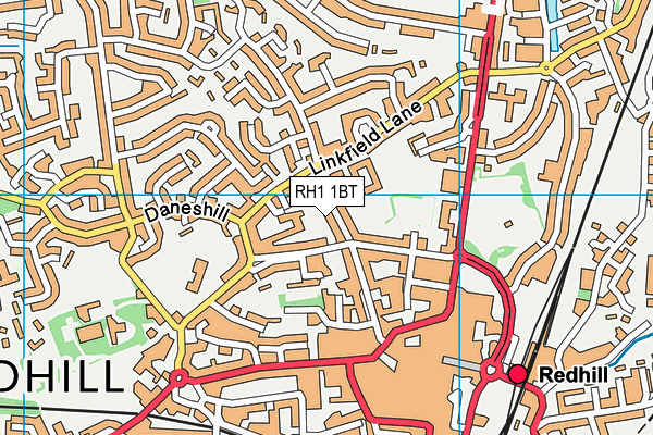 RH1 1BT map - OS VectorMap District (Ordnance Survey)