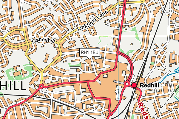 RH1 1BU map - OS VectorMap District (Ordnance Survey)