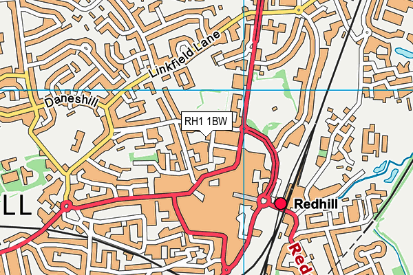 RH1 1BW map - OS VectorMap District (Ordnance Survey)