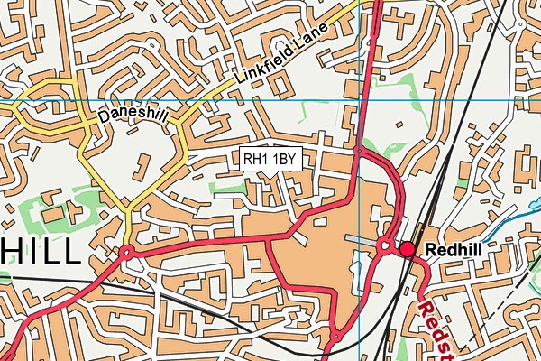 RH1 1BY map - OS VectorMap District (Ordnance Survey)
