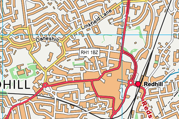 RH1 1BZ map - OS VectorMap District (Ordnance Survey)