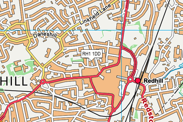 RH1 1DD map - OS VectorMap District (Ordnance Survey)