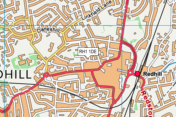 RH1 1DE map - OS VectorMap District (Ordnance Survey)