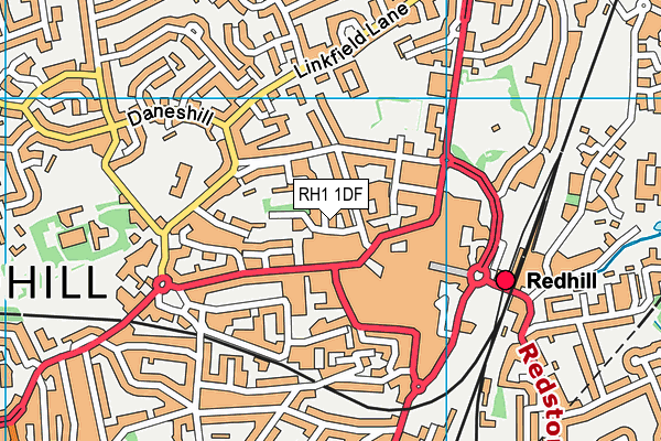 RH1 1DF map - OS VectorMap District (Ordnance Survey)