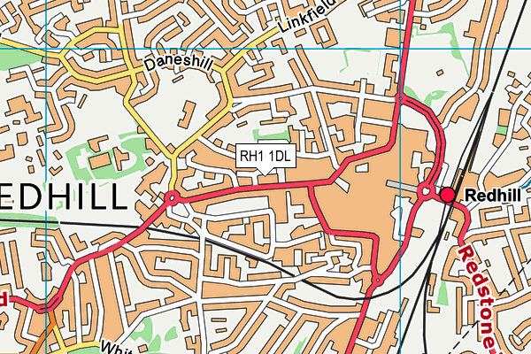 RH1 1DL map - OS VectorMap District (Ordnance Survey)