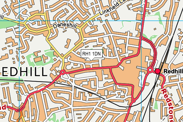 RH1 1DN map - OS VectorMap District (Ordnance Survey)