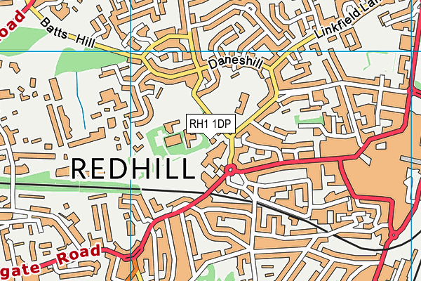 RH1 1DP map - OS VectorMap District (Ordnance Survey)