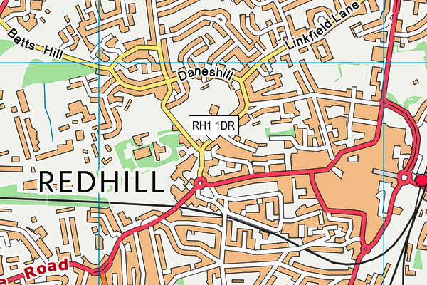 RH1 1DR map - OS VectorMap District (Ordnance Survey)