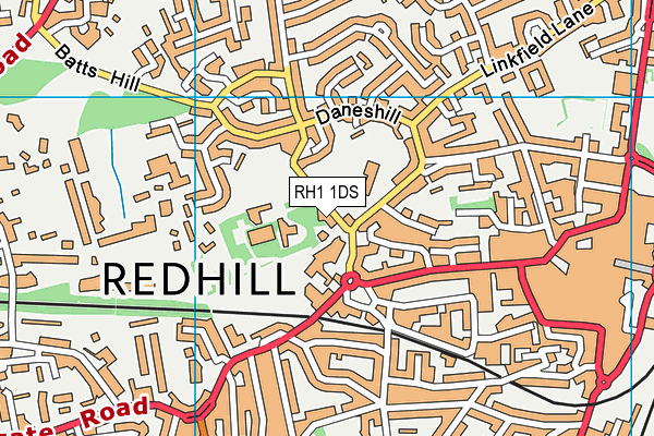 RH1 1DS map - OS VectorMap District (Ordnance Survey)