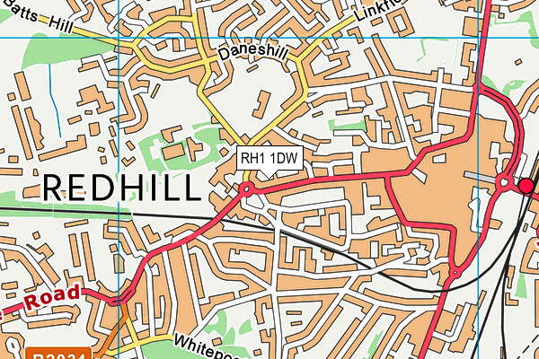 RH1 1DW map - OS VectorMap District (Ordnance Survey)