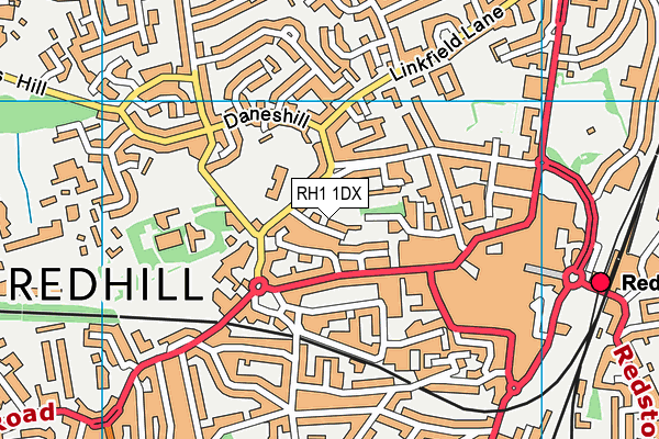 RH1 1DX map - OS VectorMap District (Ordnance Survey)
