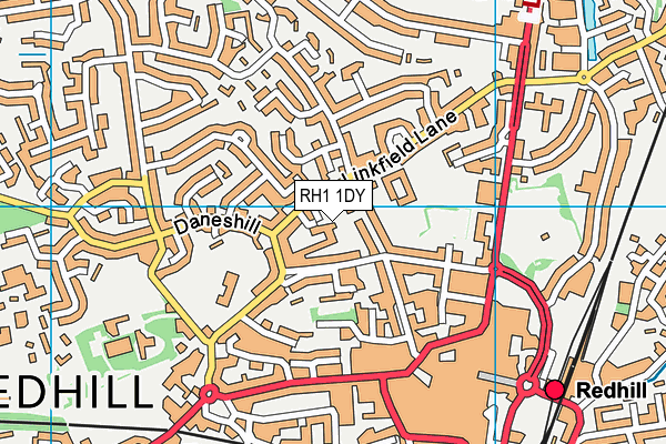RH1 1DY map - OS VectorMap District (Ordnance Survey)