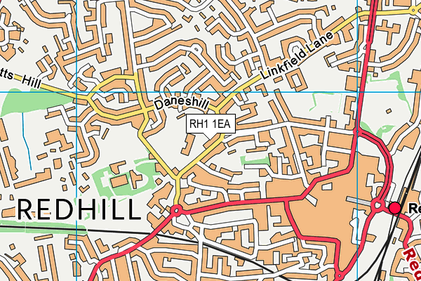 RH1 1EA map - OS VectorMap District (Ordnance Survey)