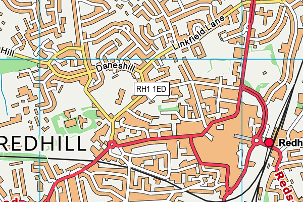 RH1 1ED map - OS VectorMap District (Ordnance Survey)