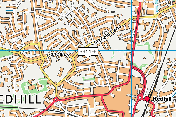 RH1 1EF map - OS VectorMap District (Ordnance Survey)