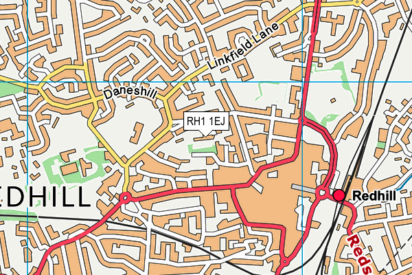 RH1 1EJ map - OS VectorMap District (Ordnance Survey)