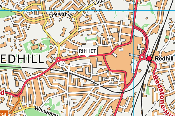 RH1 1ET map - OS VectorMap District (Ordnance Survey)