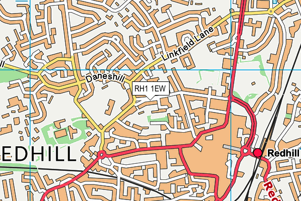 RH1 1EW map - OS VectorMap District (Ordnance Survey)