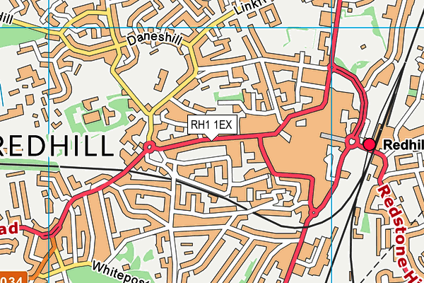 RH1 1EX map - OS VectorMap District (Ordnance Survey)