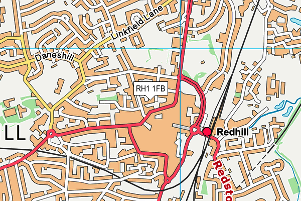 RH1 1FB map - OS VectorMap District (Ordnance Survey)