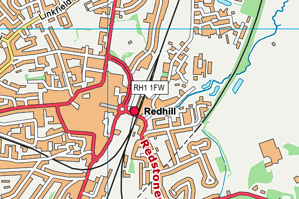 RH1 1FW map - OS VectorMap District (Ordnance Survey)