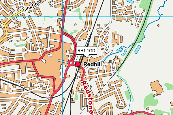 RH1 1GD map - OS VectorMap District (Ordnance Survey)