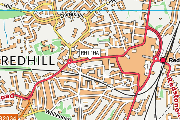 RH1 1HA map - OS VectorMap District (Ordnance Survey)