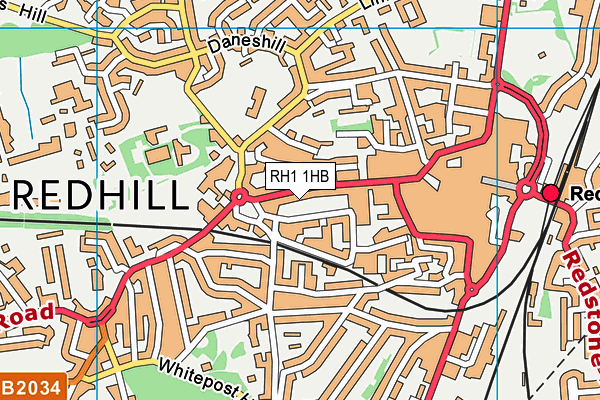 RH1 1HB map - OS VectorMap District (Ordnance Survey)