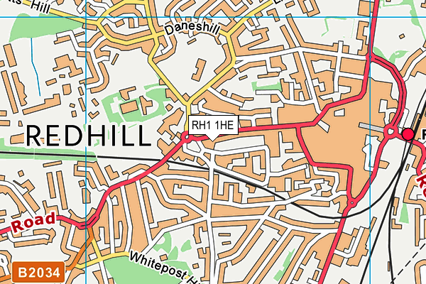 RH1 1HE map - OS VectorMap District (Ordnance Survey)