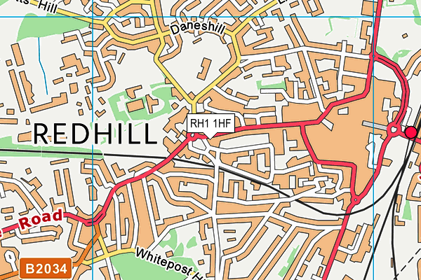 RH1 1HF map - OS VectorMap District (Ordnance Survey)