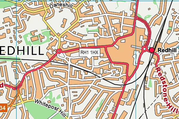 RH1 1HX map - OS VectorMap District (Ordnance Survey)