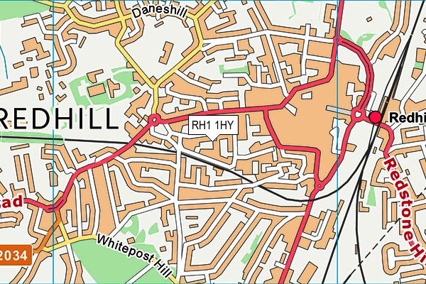 RH1 1HY map - OS VectorMap District (Ordnance Survey)