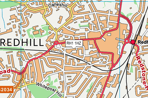 RH1 1HZ map - OS VectorMap District (Ordnance Survey)