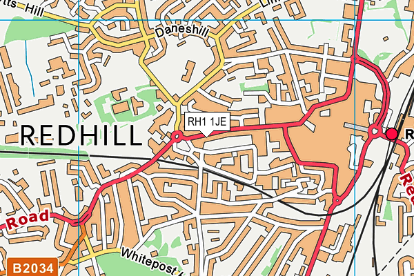 RH1 1JE map - OS VectorMap District (Ordnance Survey)