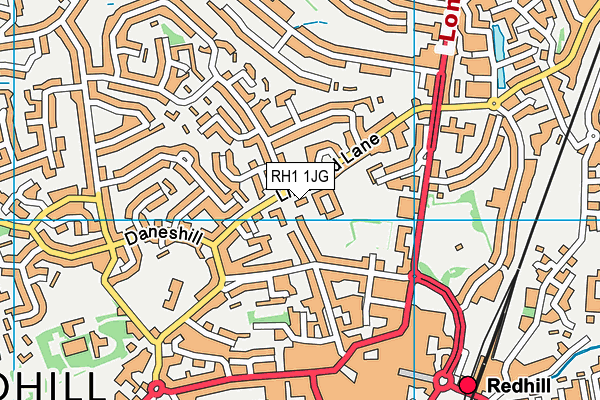 RH1 1JG map - OS VectorMap District (Ordnance Survey)