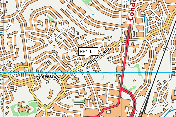 RH1 1JL map - OS VectorMap District (Ordnance Survey)