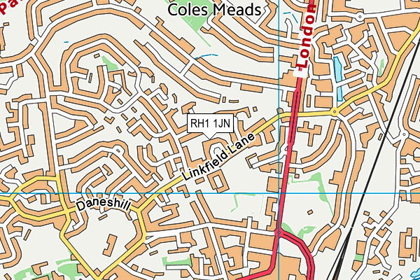 RH1 1JN map - OS VectorMap District (Ordnance Survey)